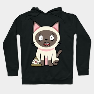 Funny siamese Cat steps on a dirty diaper Hoodie